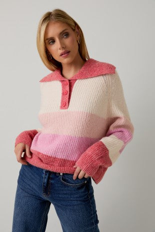 Charlotte Collar Pullover Stripe Sweater