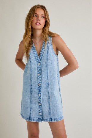 Emma Button Down Denim Mini Dress