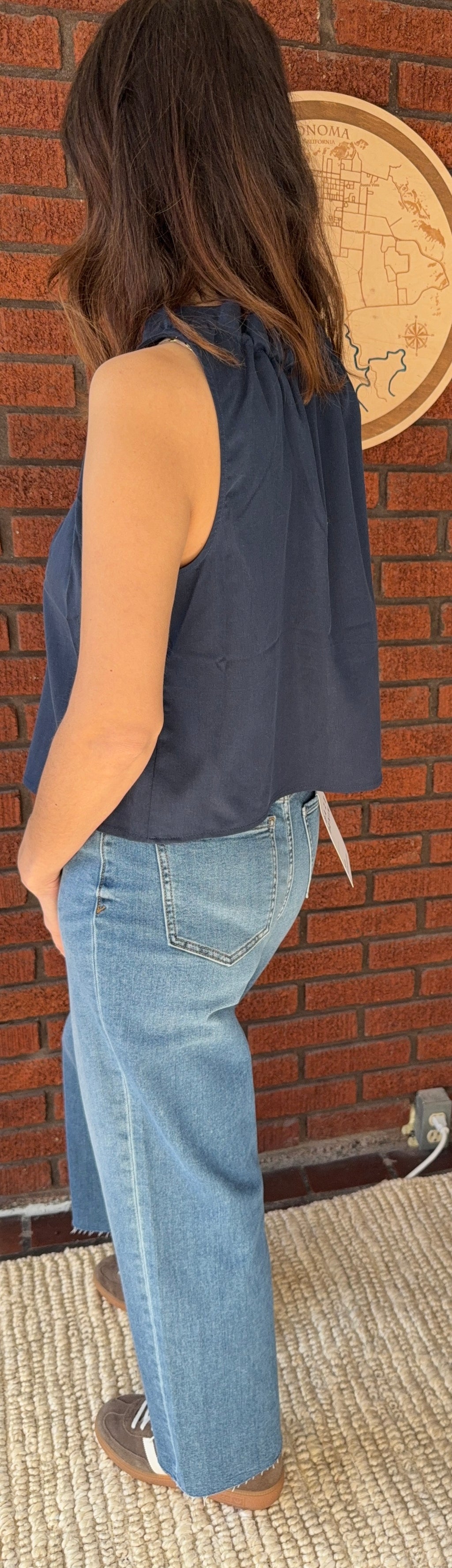 Hometown Gathered Sleeveless Blouse