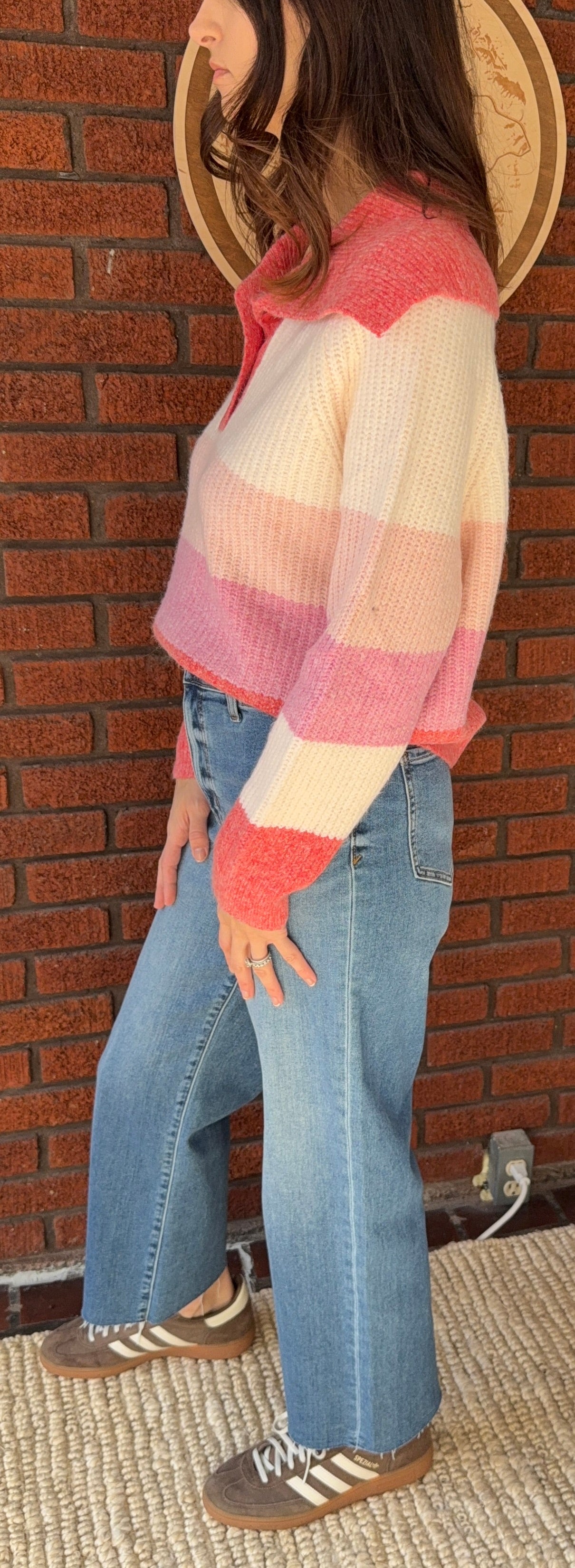 Charlotte Collar Pullover Stripe Sweater