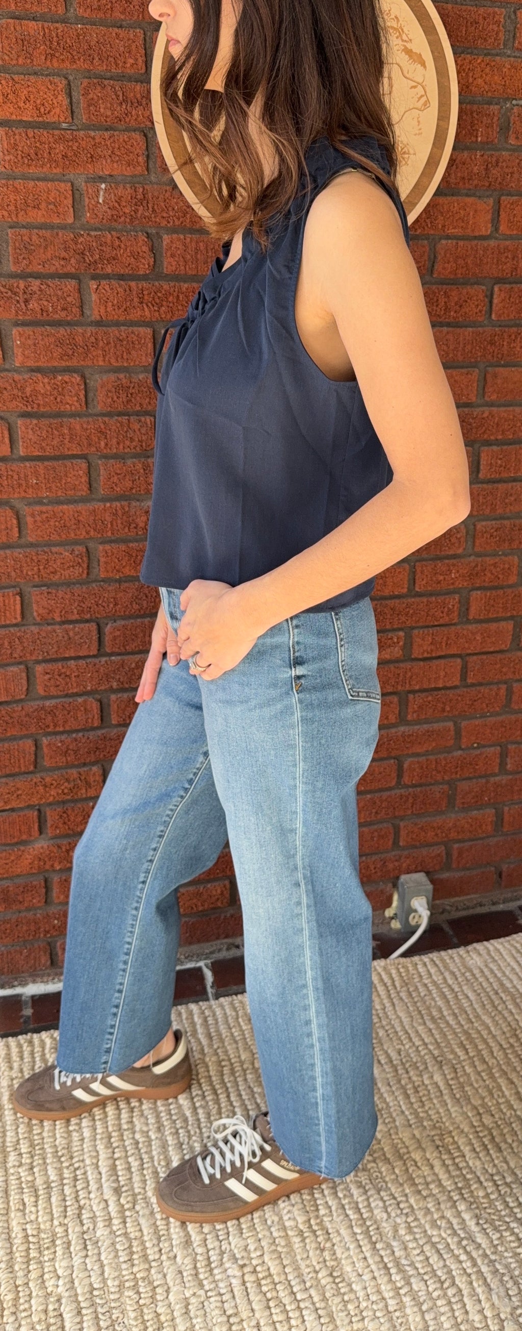 Hometown Gathered Sleeveless Blouse