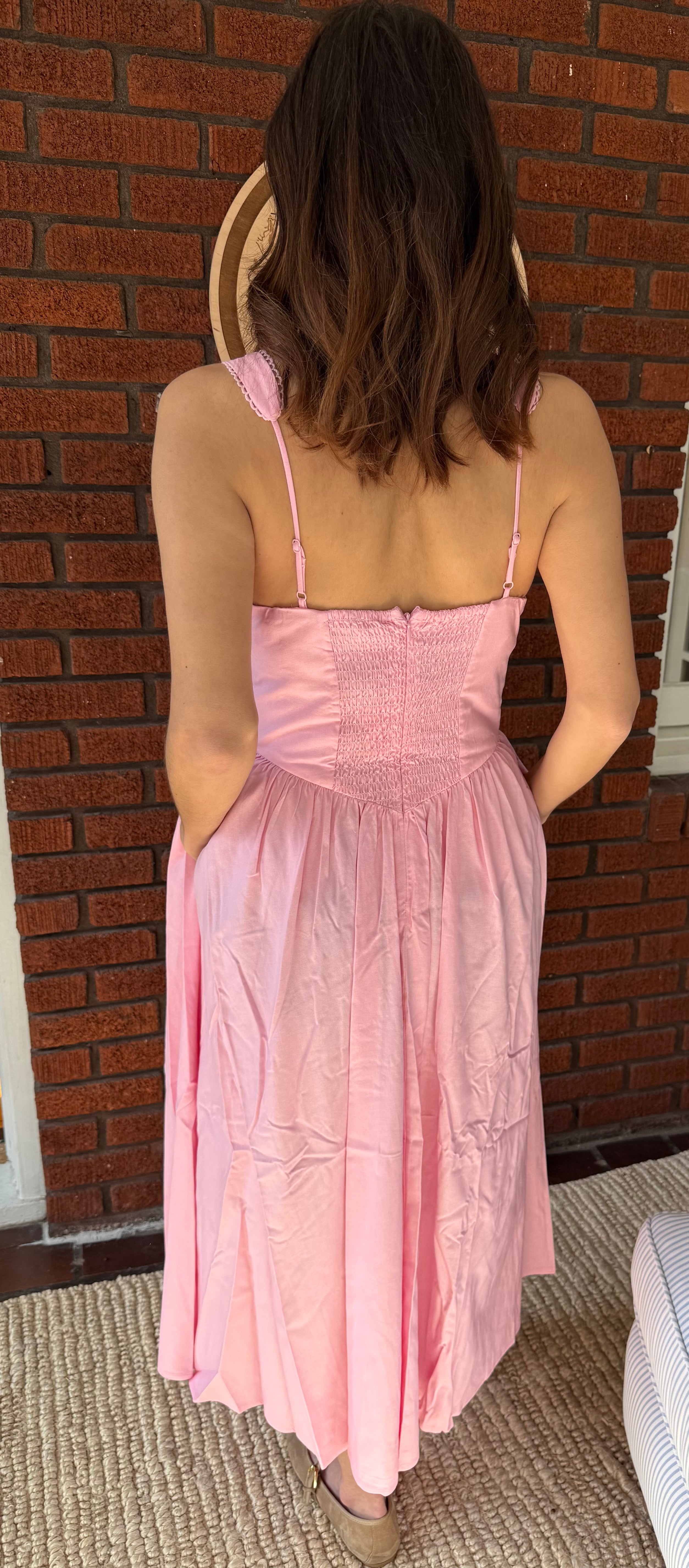 Sleeveless Square Neck Princess waist Midi Dress