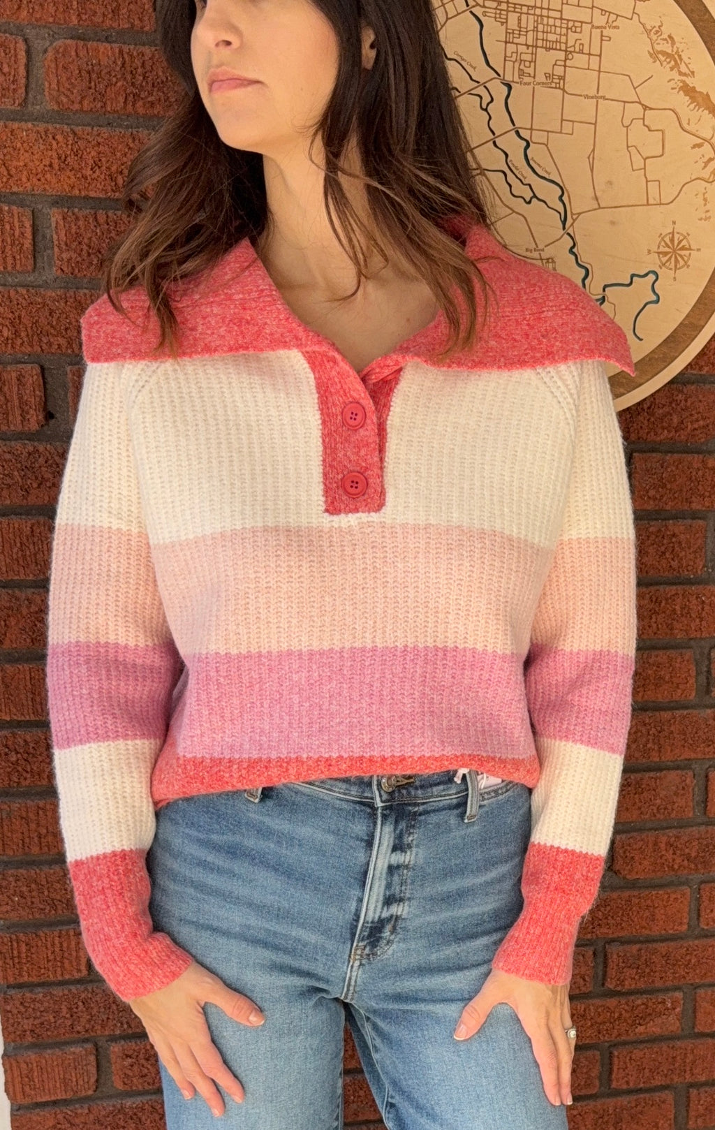 Charlotte Collar Pullover Stripe Sweater