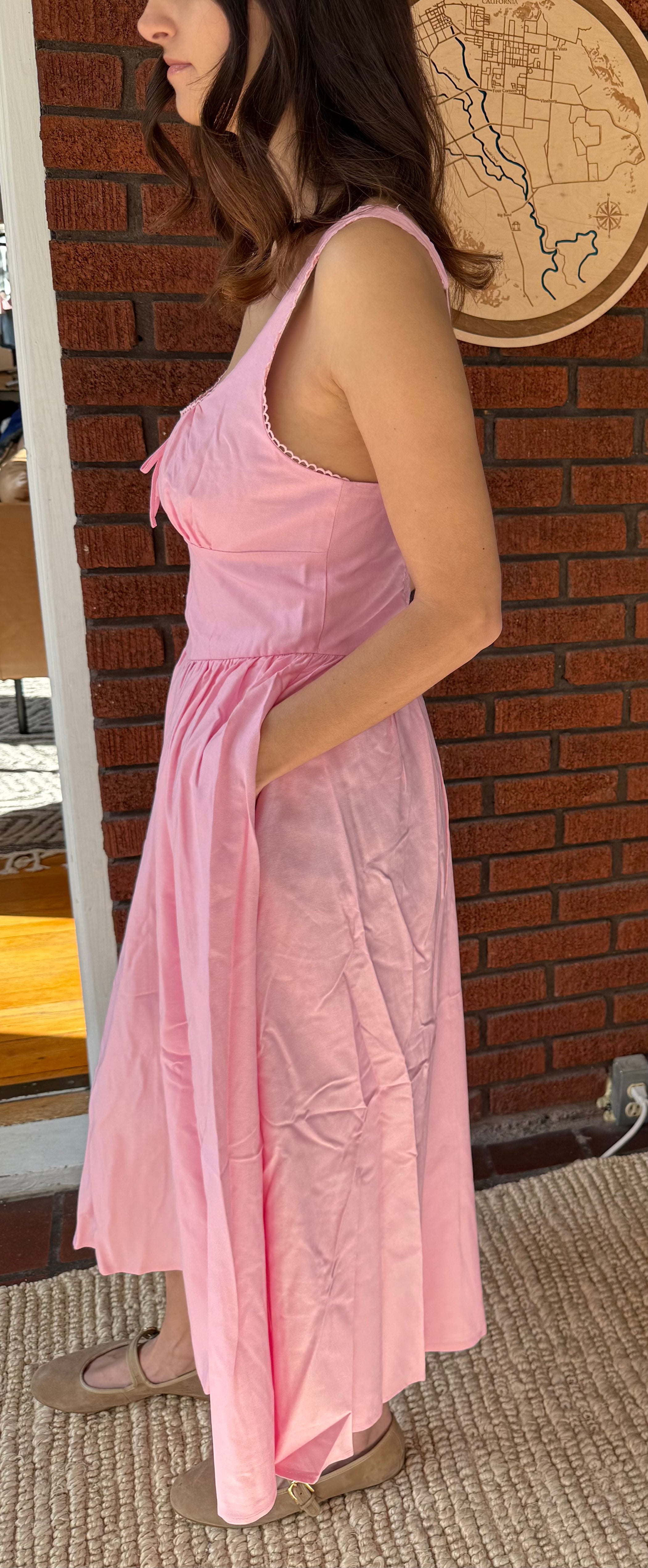 Sleeveless Square Neck Princess waist Midi Dress