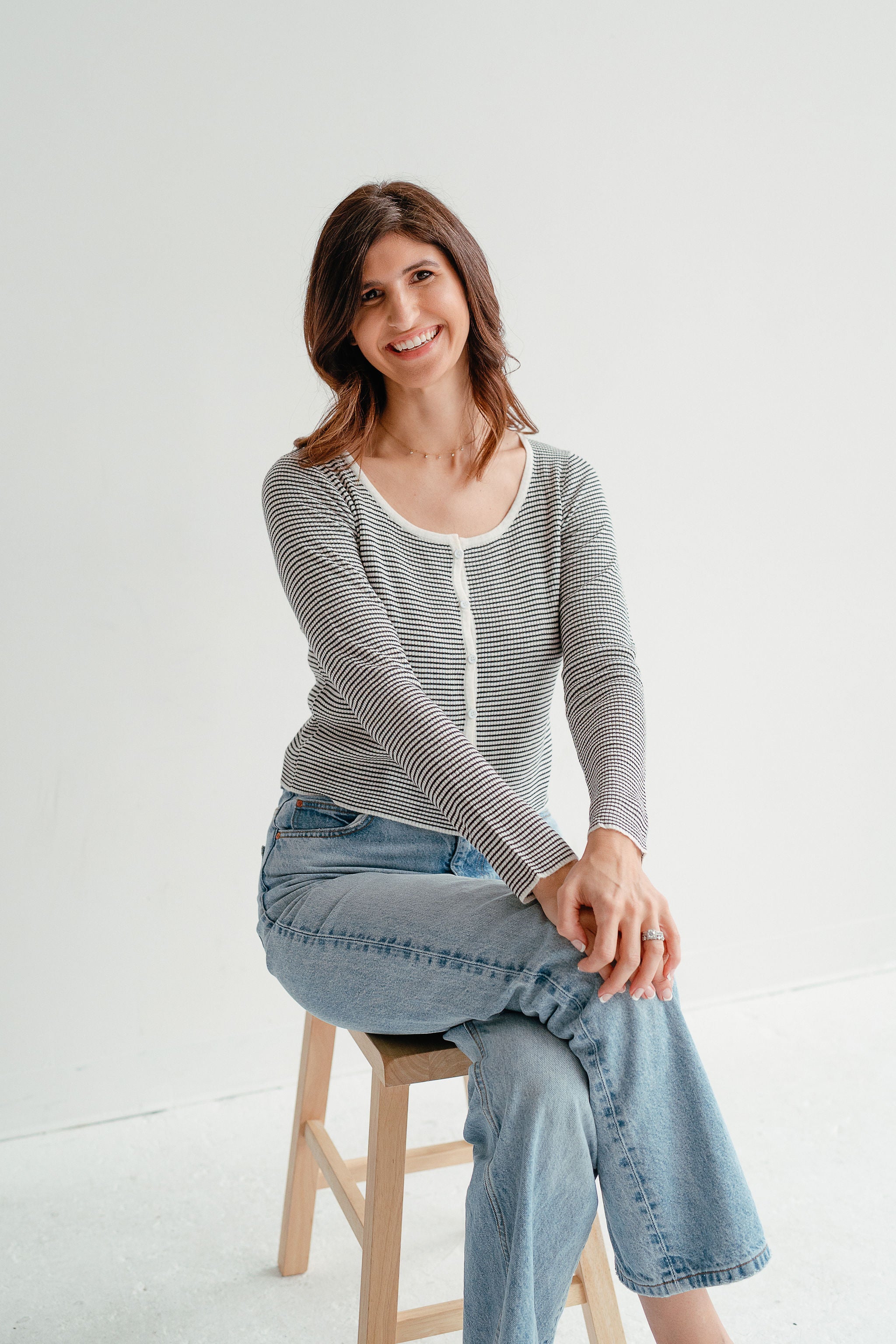 Olivia Prepster Button Front Striped Cardigan