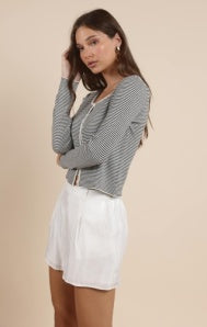 Olivia Prepster Button Front Striped Cardigan